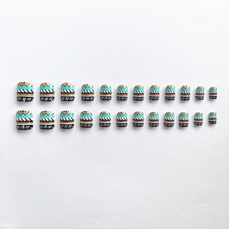 Colorful Squoval Press On Nails for Women and Girls