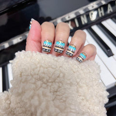 Colorful Squoval Press On Nails for Women and Girls
