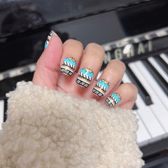 Colorful Squoval Press On Nails for Women and Girls
