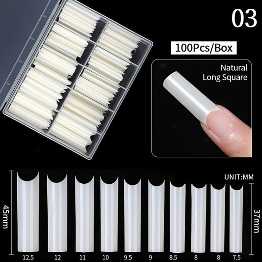 100 Pcs Square Coffin False Nails Tips - Acrylic Artificial Tip Manicure