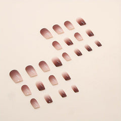 Glossy Gradient Pink Press On Nails Medium Square Shape Acrylic Nails Kit