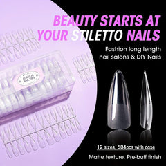 Pre Shaped False Nail Tips - Square Coffin Almond Stiletto