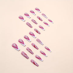 24pcs Halloween Press On Nails Rose Red Spider Web False Nails for Women Girls