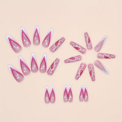 24pcs Halloween Press On Nails Rose Red Spider Web False Nails for Women Girls