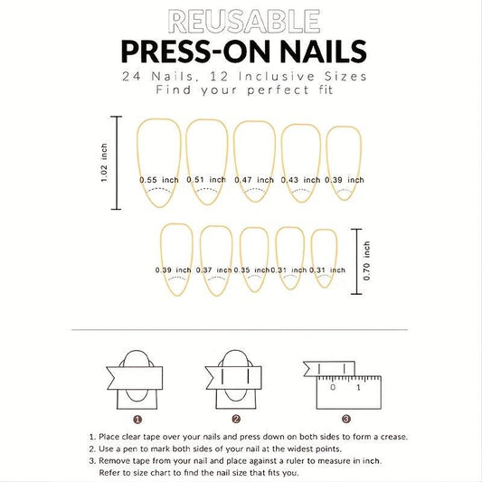 24pcs Ombre Almond Press On Nails - Glue On Nails for Women