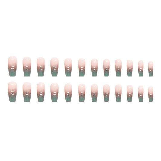 Green Gradient French Press On Nails 24 Pcs