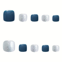 Matte Square False Toenails With Glitter - Full Cover Nail Tip Foot Nails