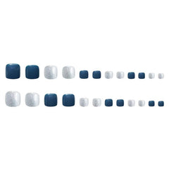 Matte Square False Toenails With Glitter - Full Cover Nail Tip Foot Nails