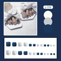 Matte Square False Toenails With Glitter - Full Cover Nail Tip Foot Nails
