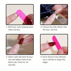 French Long Press On Nails Glossy False Nails 24 Pcs Pink Yellow