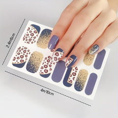 Leopard Nail Polish Strips Full Wraps Nail Art Sticker With Bling Glitter
