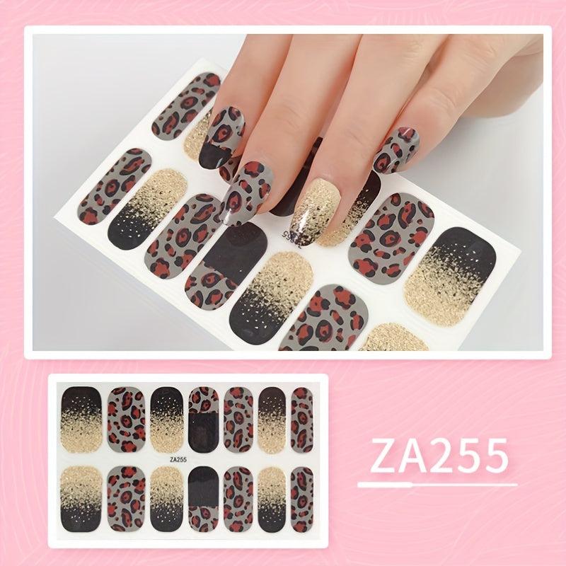 Leopard Nail Polish Strips Full Wraps Nail Art Sticker With Bling Glitter