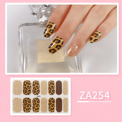 Leopard Nail Polish Strips Full Wraps Nail Art Sticker With Bling Glitter