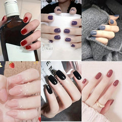 Classic Red Nude Oval Press On Nails Short Length Easy to Apply