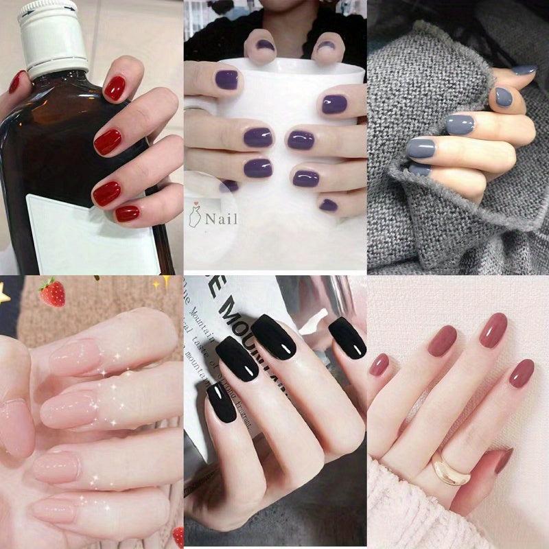 Classic Red Nude Oval Press On Nails Short Length Easy to Apply