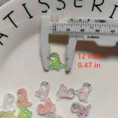 100pcs Luminous Dinosaur Nail Charms Resin Nail Art Jewelry