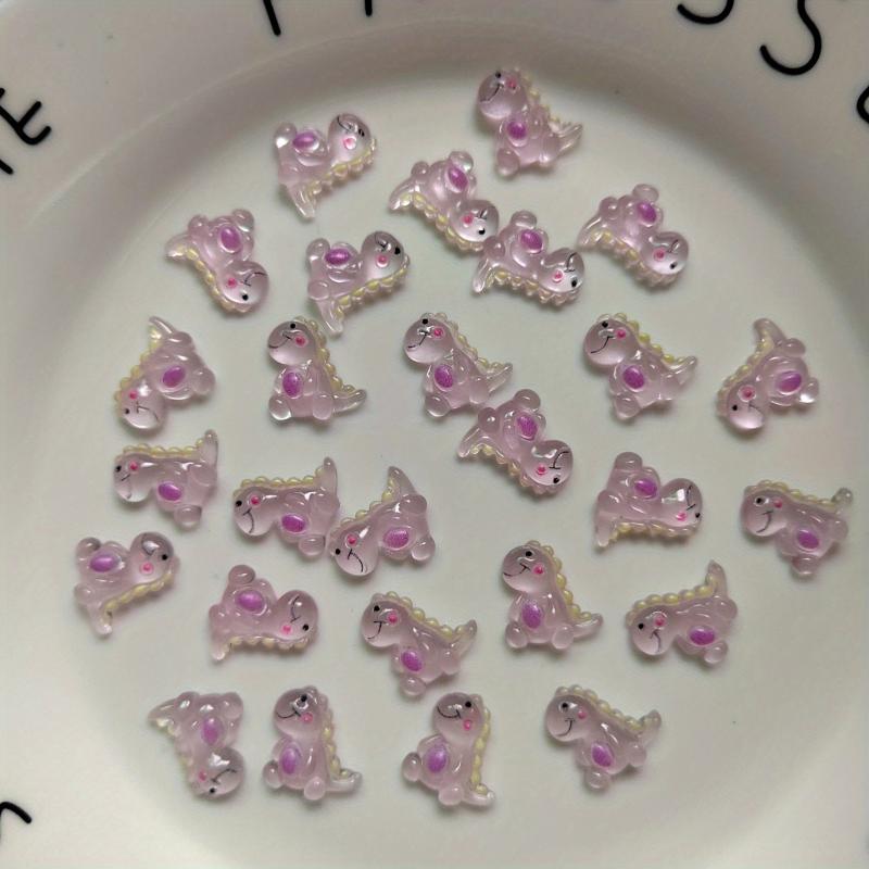 100pcs Luminous Dinosaur Nail Charms Resin Nail Art Jewelry