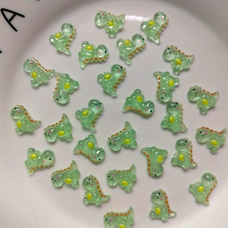 100pcs Luminous Dinosaur Nail Charms Resin Nail Art Jewelry