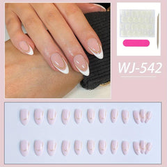 24pcs French Tip Press On Nails with Golden Line - Acrylic False Nails