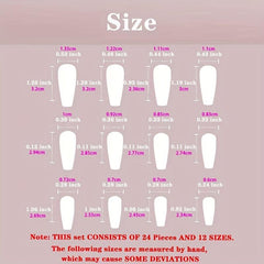 24pcs Y2K Coffin Press On Nails with 3D Rhinestones