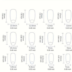 24 pcs French Medium Ballerina Nails with Orange Pink Stripes