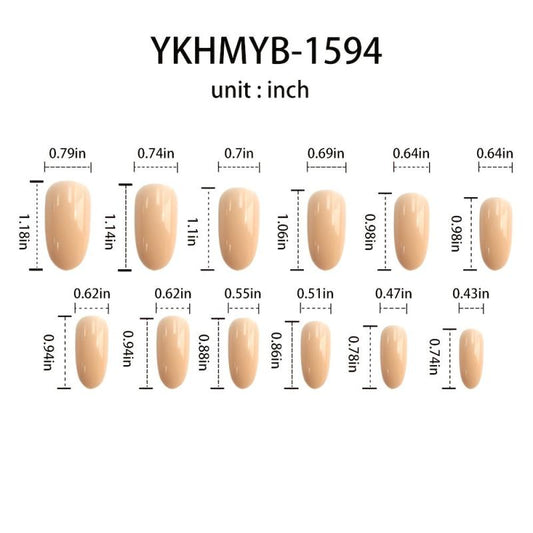 Glossy Almond Press On Nails French Tip False Nails