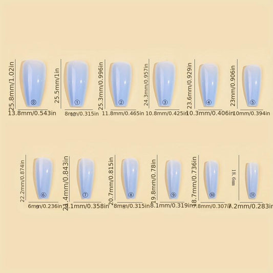 24pcs Glossy Ballet Press On Nails Square False Nails for Women and Girls