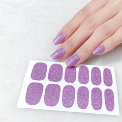 5 Sparkling Glitter Nail Wraps with File for DIY Nail Art