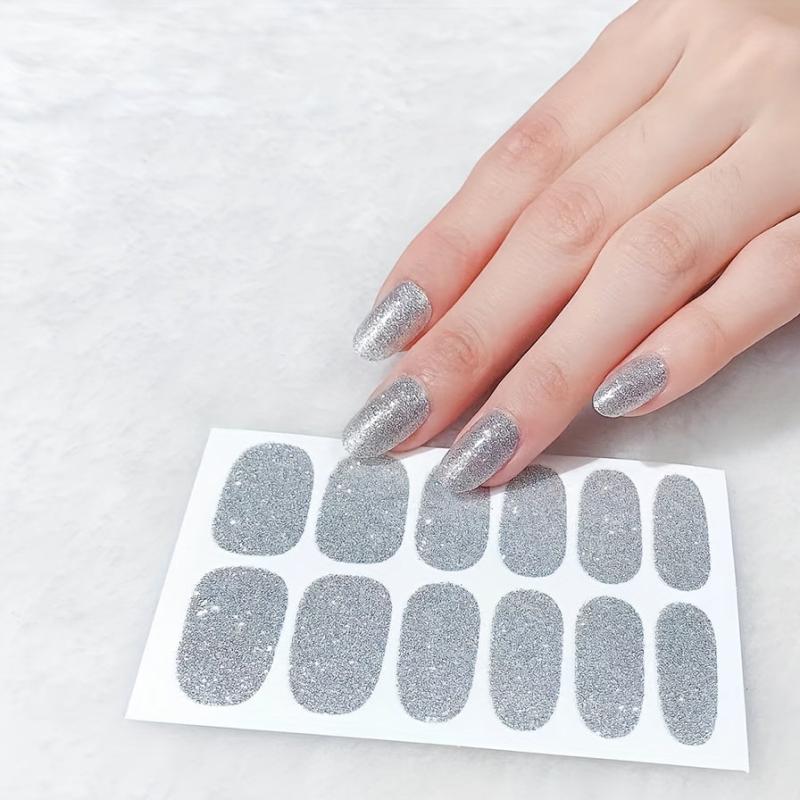 5 Sparkling Glitter Nail Wraps with File for DIY Nail Art