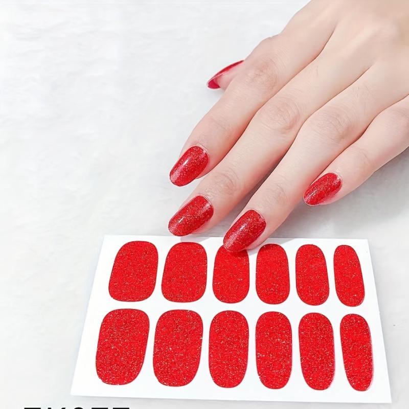 5 Sparkling Glitter Nail Wraps with File for DIY Nail Art