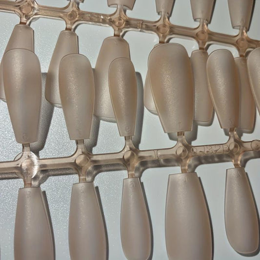 300pcs Frosted Red Brown Gel Nail Tips Medium Coffin Shaped False Nail Tips