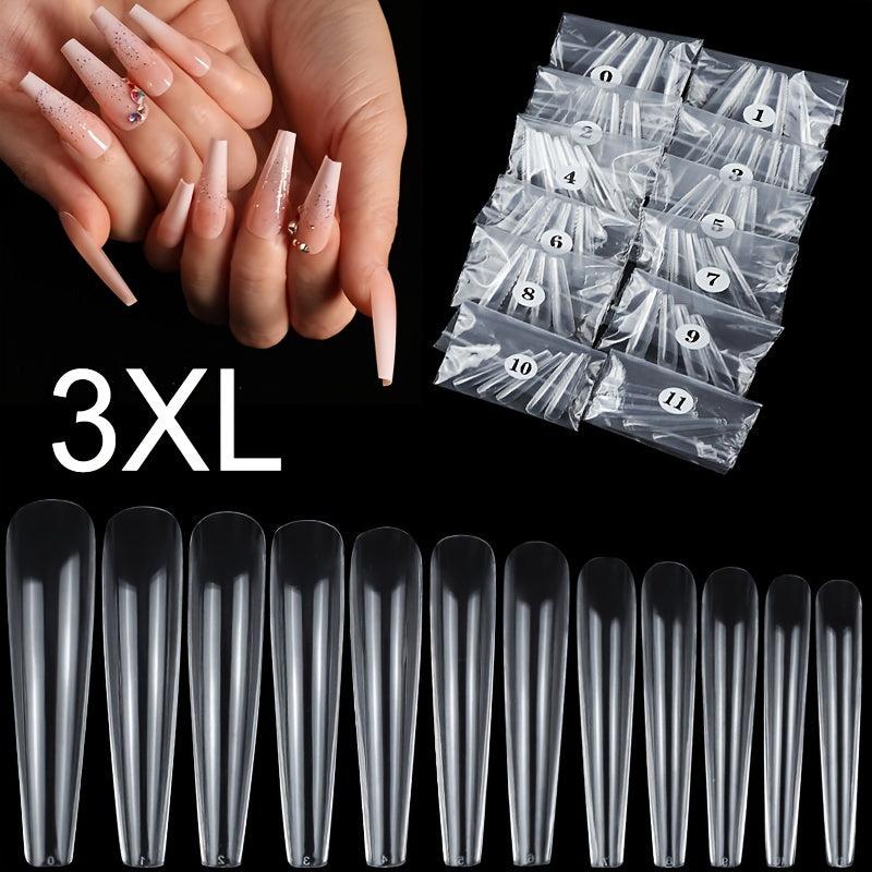 Clear Acrylic Nail Tips XL Coffin Shape False Nails