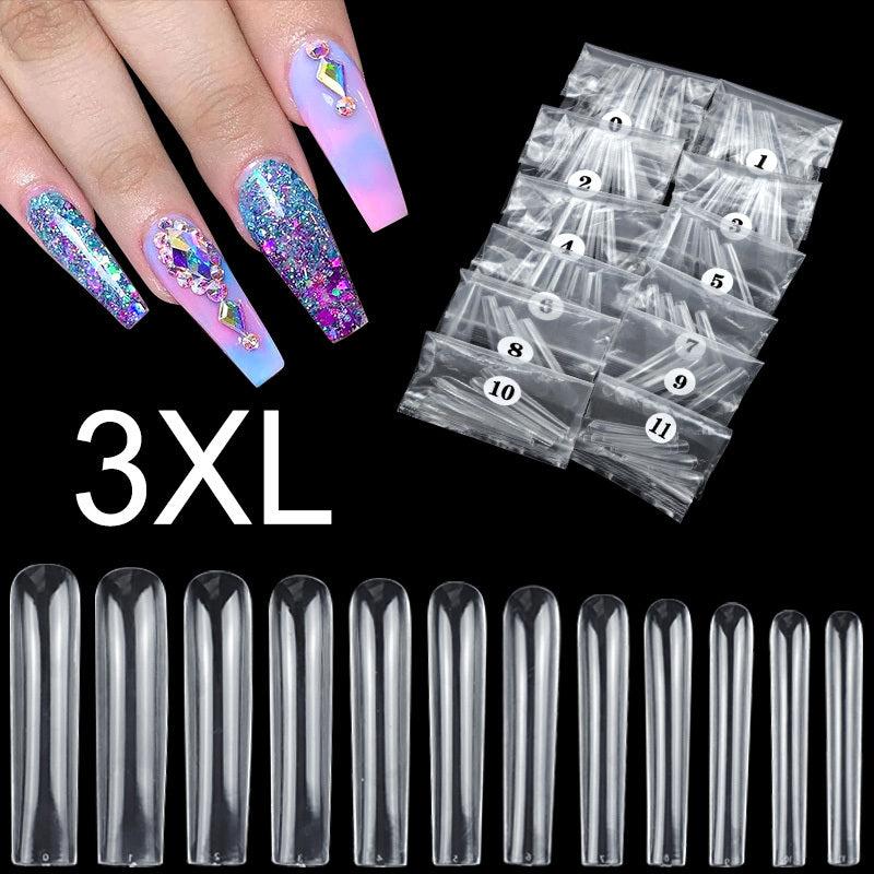 Clear Acrylic Nail Tips XL Coffin Shape False Nails