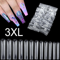 Clear Acrylic Nail Tips XL Coffin Shape False Nails