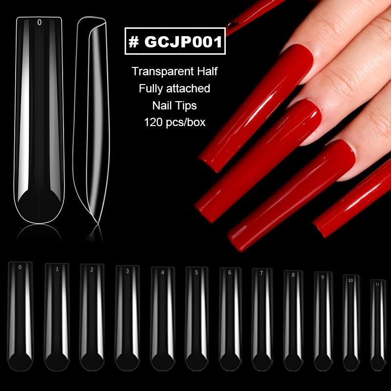 Clear Acrylic Nail Tips XL Coffin Shape False Nails