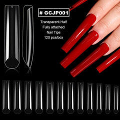 Clear Acrylic Nail Tips XL Coffin Shape False Nails