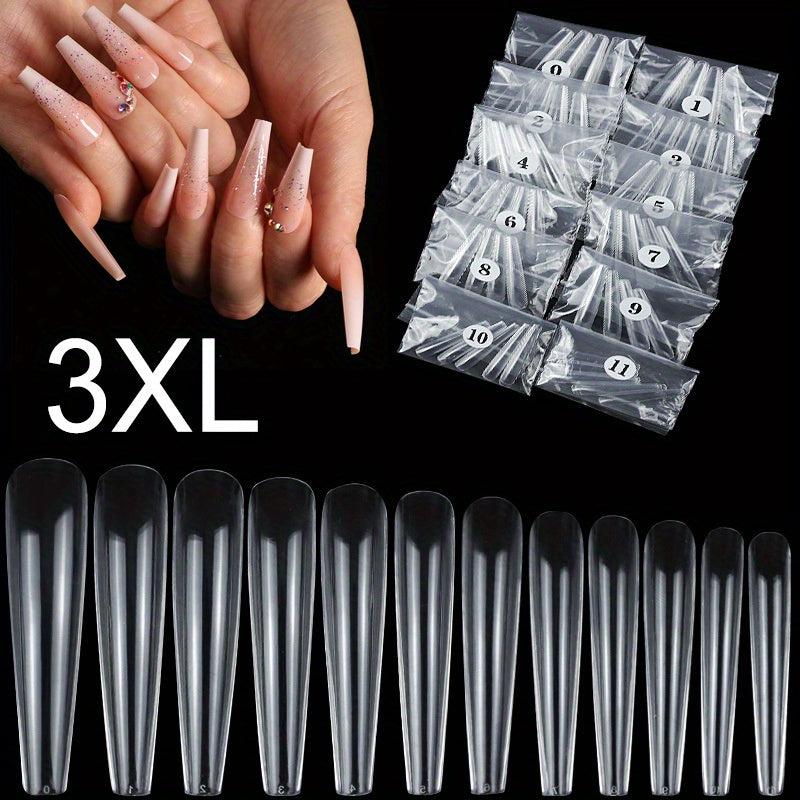 Clear Acrylic Nail Tips XL Coffin Shape False Nails