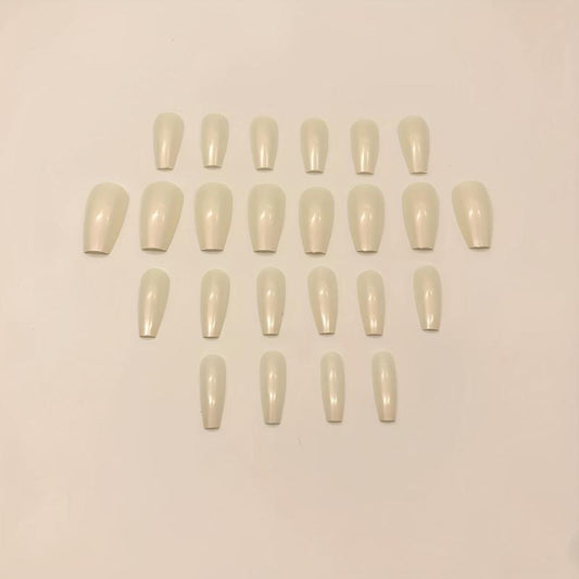 24pcs Press On Nails Glossy Milky Full Cover False Nails for Women and Girls