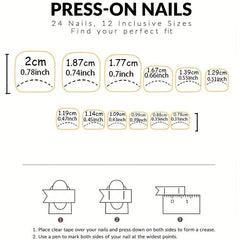 24 pcs Wine Red Square Press On Toenails with Rhinestones