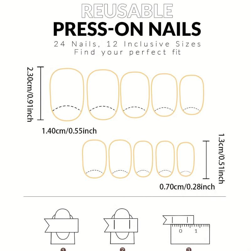 24pcs Ombre French Orange Press On Nails Glossy False Nails for Women