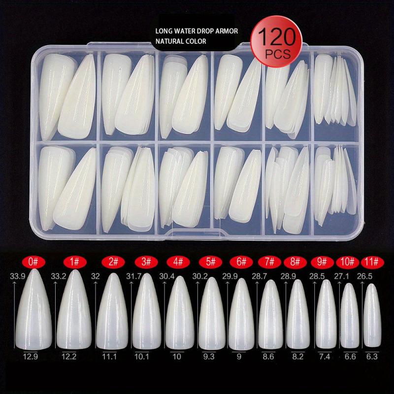 120pcs Long Stiletto Gel Nail Tips for Nail Extension