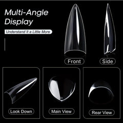 120pcs Long Stiletto Clear Acrylic Nail Tips for Nail Extension Manicure