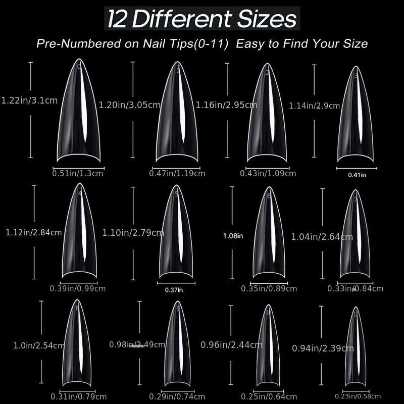 120pcs Long Stiletto Clear Acrylic Nail Tips for Nail Extension Manicure