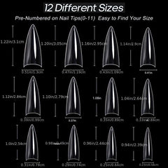 120pcs Long Stiletto Clear Acrylic Nail Tips for Nail Extension Manicure