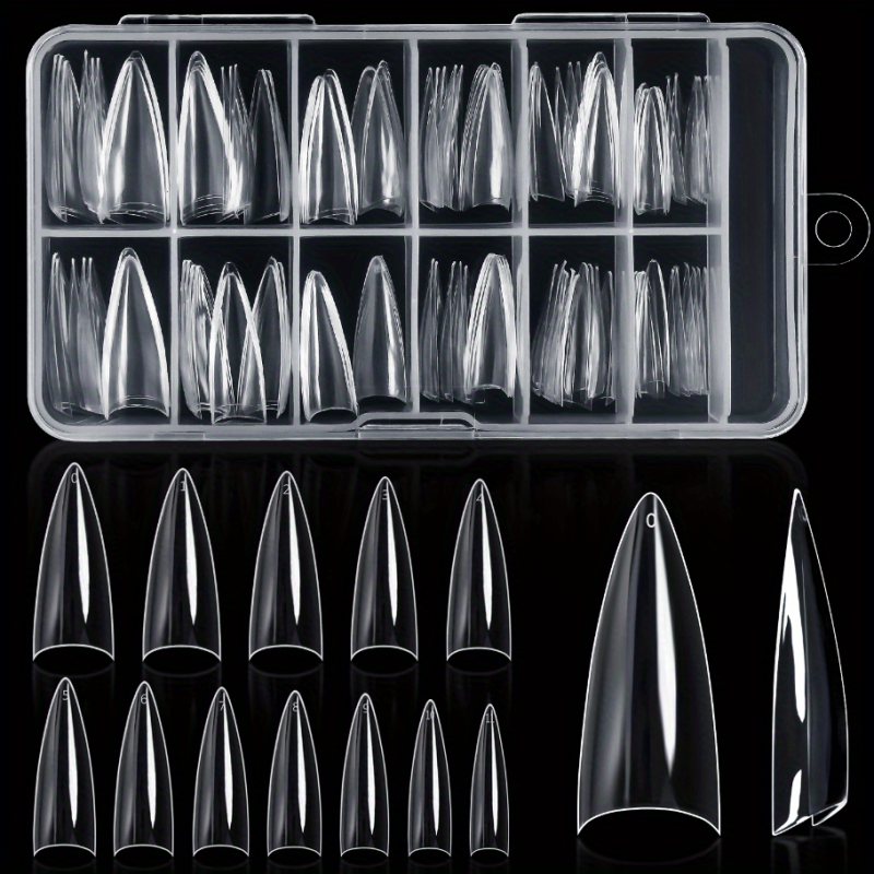 120pcs Long Stiletto Clear Acrylic Nail Tips for Nail Extension Manicure