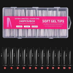 240Pcs C Curve Nail Tips Clear False Nail Tips for Gel Acrylic Press On Nails