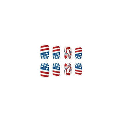 4th of July Flag Press-On Nails Rocket Design Acrylic Medium Square Glossy