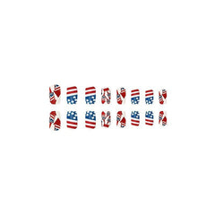 4th of July Flag Press-On Nails Rocket Design Acrylic Medium Square Glossy