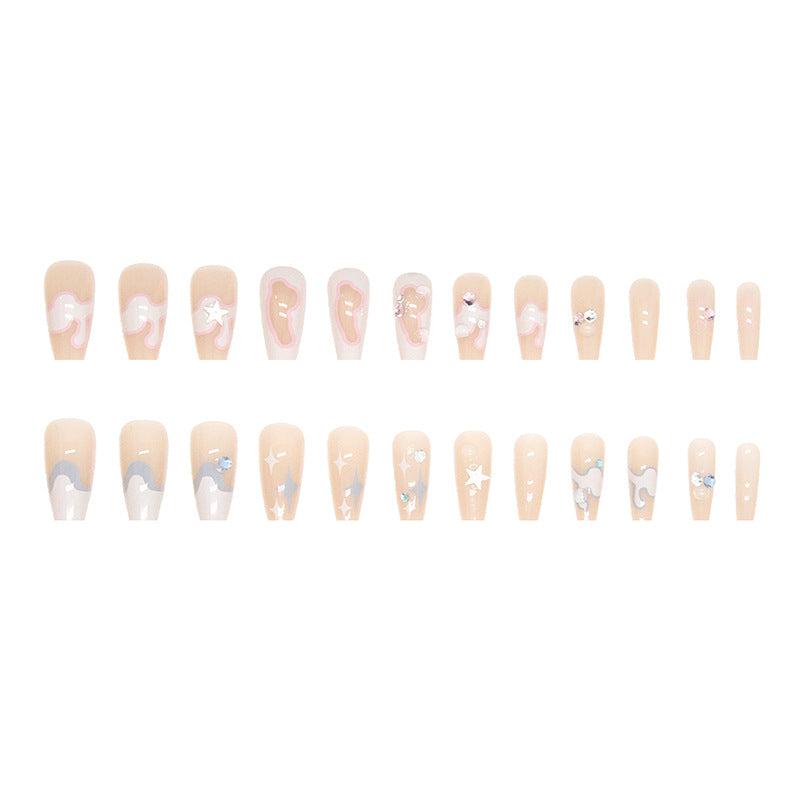 JIARUO 24pcs Press On Nail False Nails Double Nail Enhancement Medium And Long