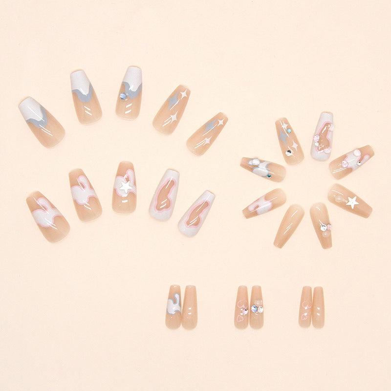 JIARUO 24pcs Press On Nail False Nails Double Nail Enhancement Medium And Long